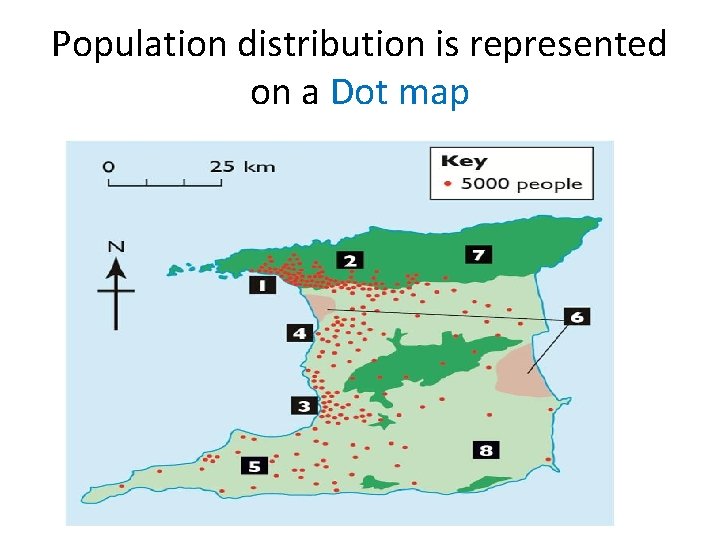 Population distribution is represented on a Dot map 