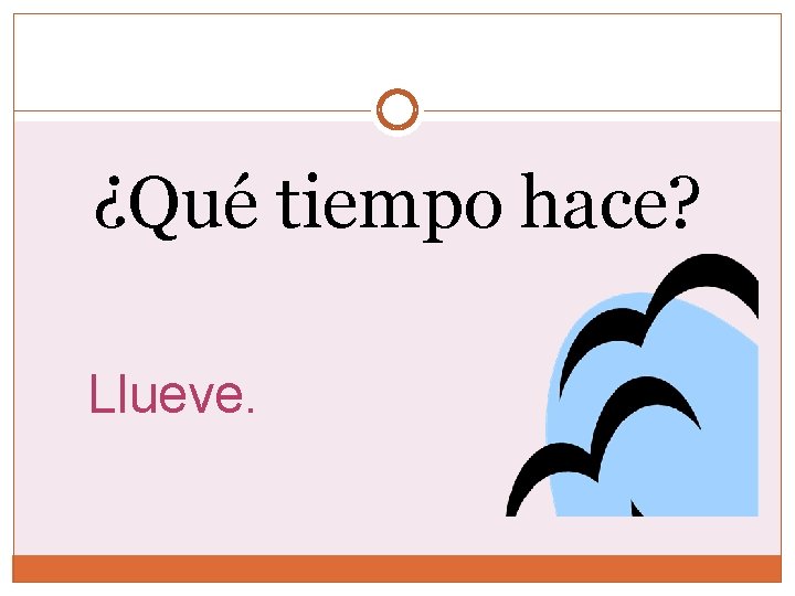 ¿Qué tiempo hace? Llueve. 