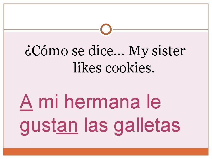 ¿Cómo se dice… My sister likes cookies. A mi hermana le gustan las galletas