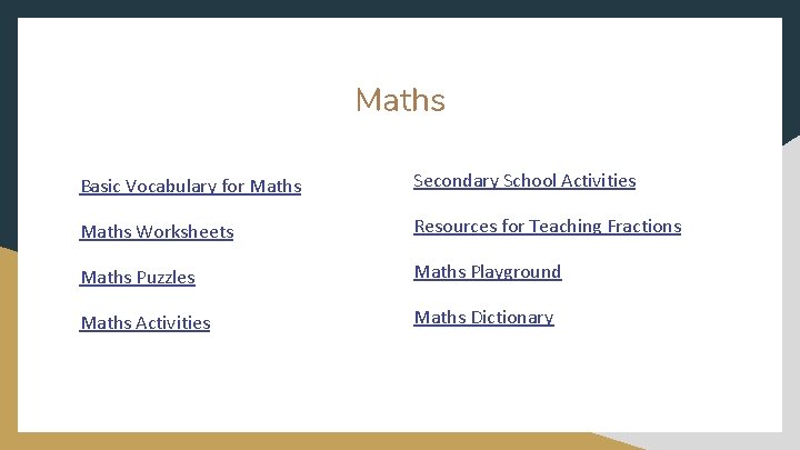 Maths Basic Vocabulary for Maths Secondary School Activities Maths Worksheets Resources for Teaching Fractions