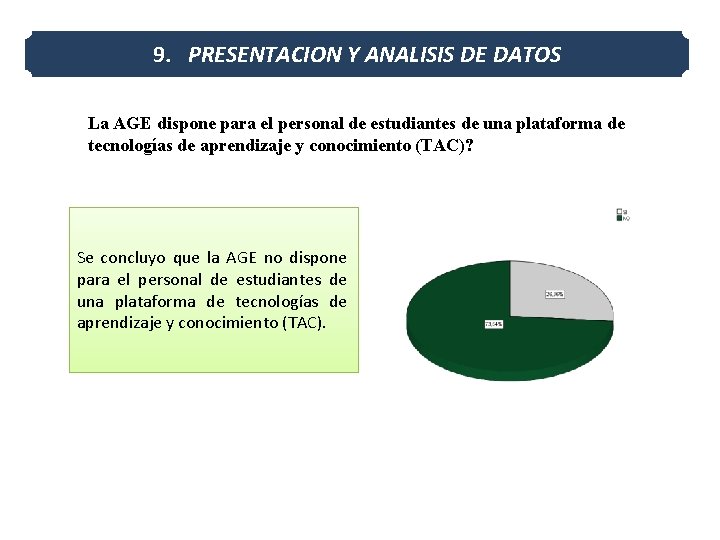 9. PRESENTACION Y ANALISIS DE DATOS La AGE dispone para el personal de estudiantes