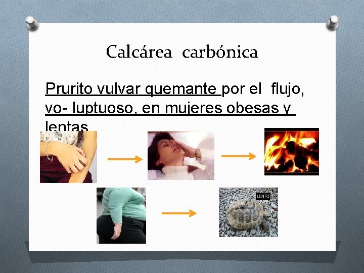 Calcárea carbónica Prurito vulvar quemante por el flujo, vo- luptuoso, en mujeres obesas y