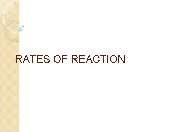 RATES OF REACTION 