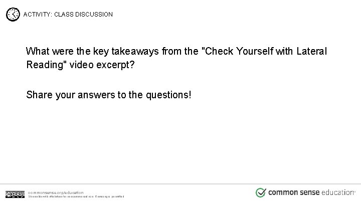 ACTIVITY: CLASS DISCUSSION What were the key takeaways from the "Check Yourself with Lateral