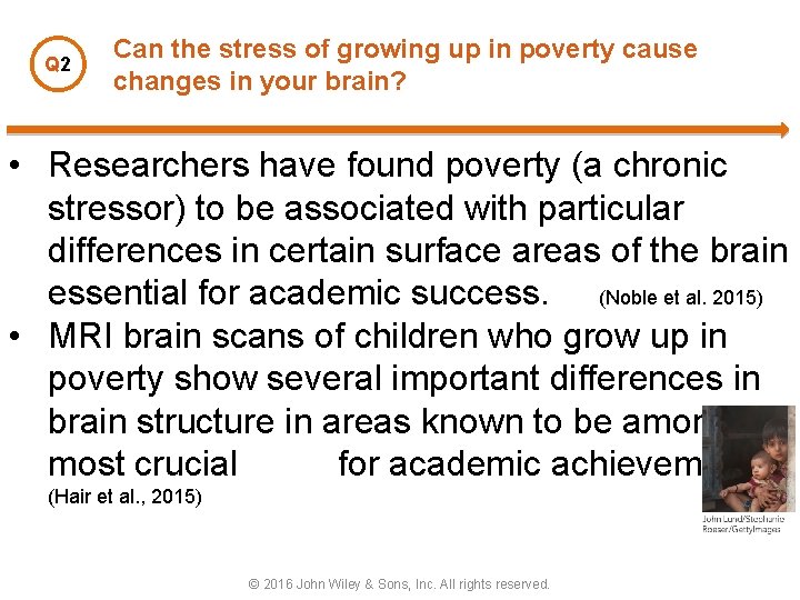 Q 2 Can the stress of growing up in poverty cause changes in your