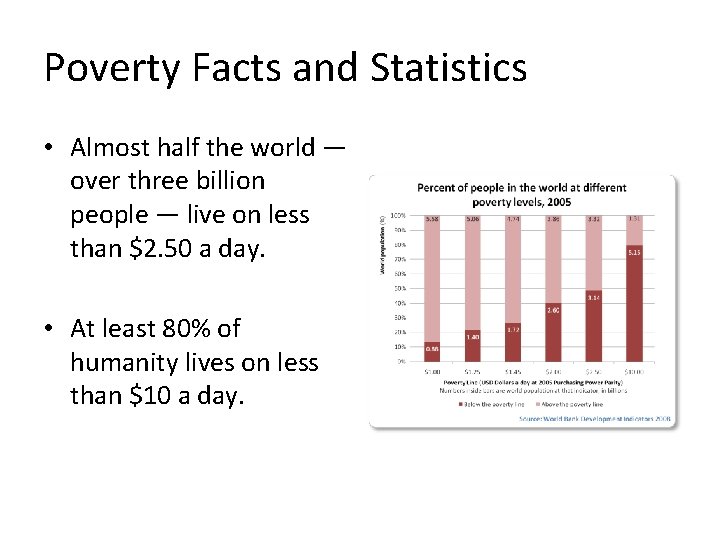 Poverty Facts and Statistics • Almost half the world — over three billion people
