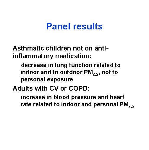 Panel results Asthmatic children not on antiinflammatory medication: decrease in lung function related to