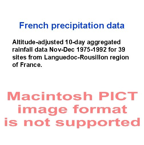 French precipitation data Altitude-adjusted 10 -day aggregated rainfall data Nov-Dec 1975 -1992 for 39