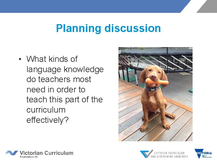 Planning discussion • What kinds of language knowledge do teachers most need in order