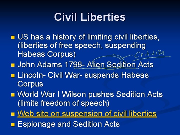 Civil Liberties US has a history of limiting civil liberties, (liberties of free speech,