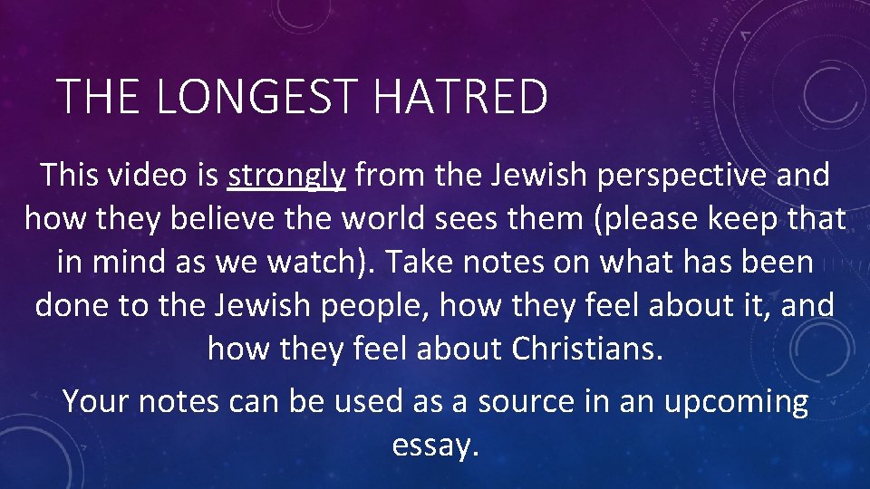 THE LONGEST HATRED This video is strongly from the Jewish perspective and how they