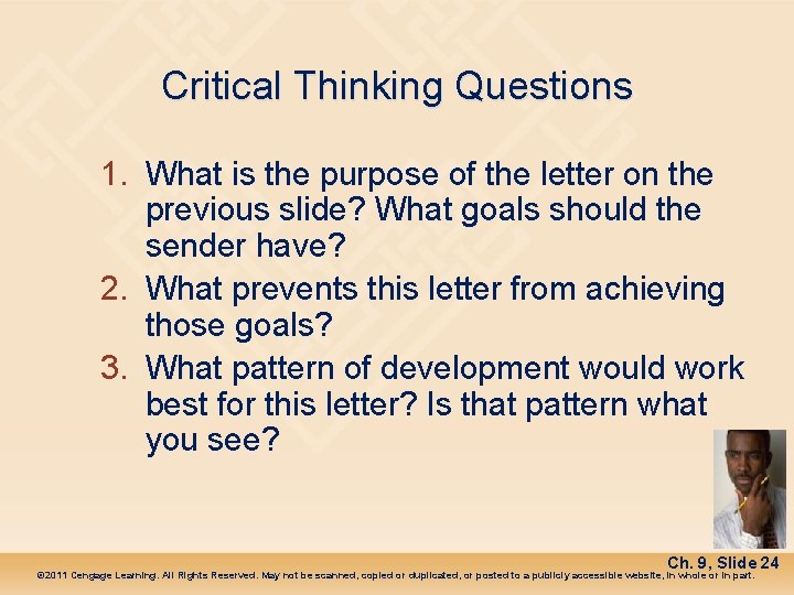 Critical Thinking Questions 1. What is the purpose of the letter on the previous