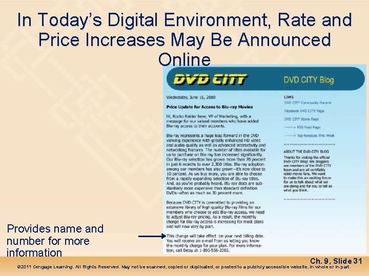 In Today’s Digital Environment, Rate and Price Increases May Be Announced Online Provides name