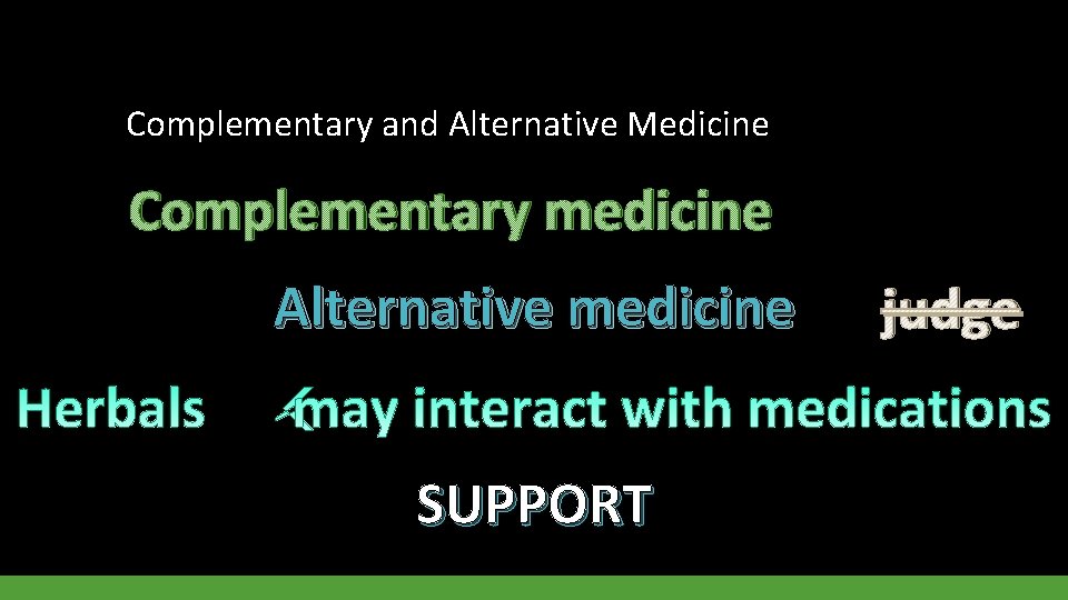 Complementary and Alternative Medicine Complementary medicine Alternative medicine SUPPORT judge 