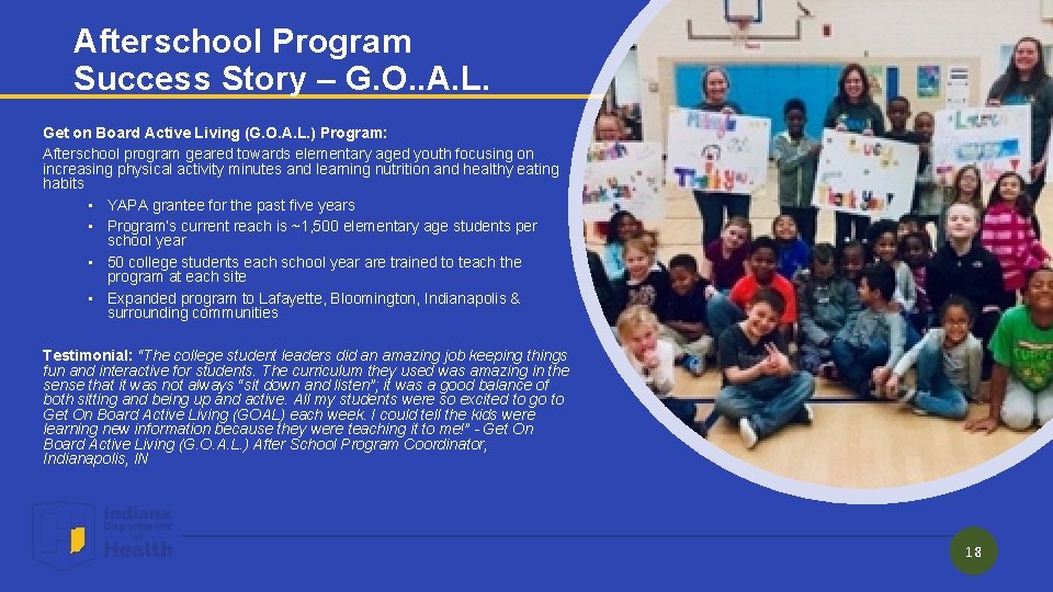 Afterschool Program Success Story – G. O. . A. L. Get on Board Active