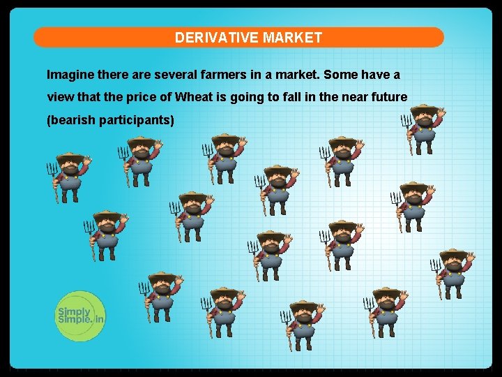 DERIVATIVE MARKET Imagine there are several farmers in a market. Some have a view DERIVATIVE MARKET Imagine there are several farmers in a market. Some have a view