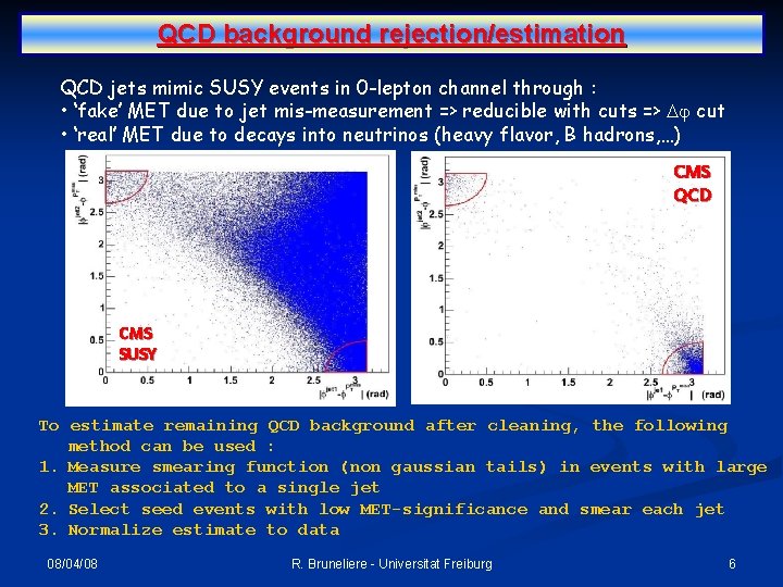 QCD background rejection/estimation QCD jets mimic SUSY events in 0 -lepton channel through :