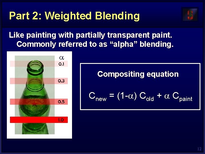 Part 2: Weighted Blending Like painting with partially transparent paint. Commonly referred to as