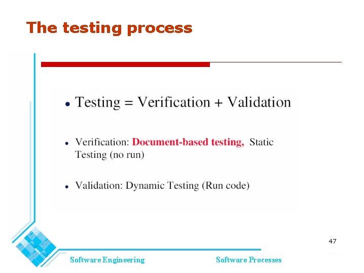 The testing process 47 Software Engineering Software Processes The testing process 47 Software Engineering Software Processes