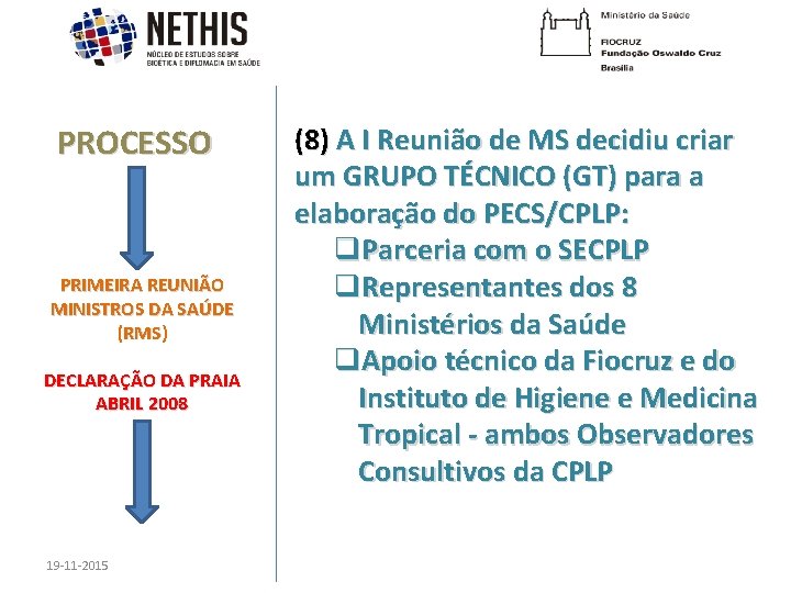 PROCESSO PRIMEIRA REUNIÃO MINISTROS DA SAÚDE (RMS) DECLARAÇÃO DA PRAIA ABRIL 2008 19 -11