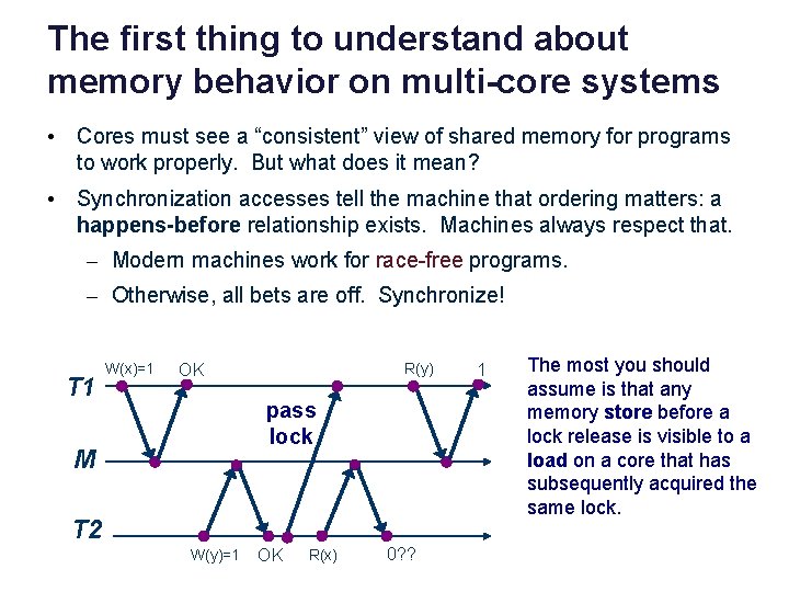 The first thing to understand about memory behavior on multi-core systems • Cores must