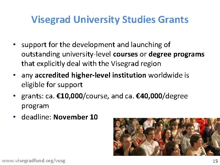 Visegrad University Studies Grants • support for the development and launching of outstanding university-level