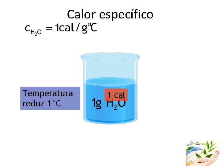 Calor específico Temperatura reduz 1°C 1 cal 