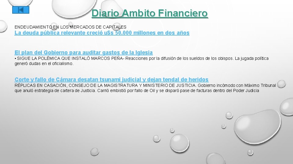 Diario Ambito Financiero ENDEUDAMIENTO EN LOS MERCADOS DE CAPITALES La deuda pública relevante creció