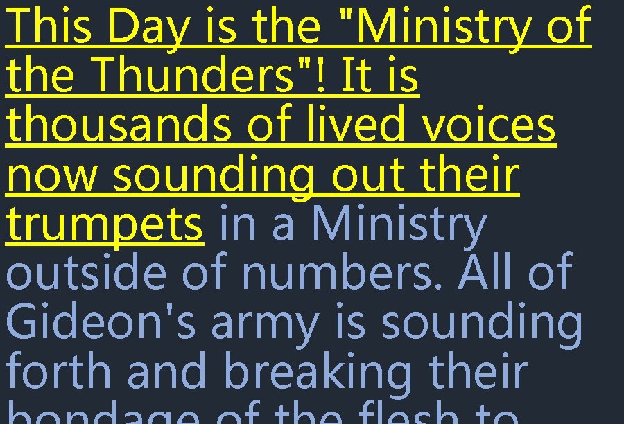 This Day is the "Ministry of the Thunders"! It is thousands of lived voices