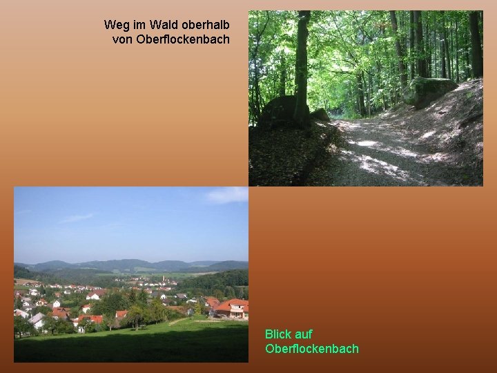 Weg im Wald oberhalb von Oberflockenbach Blick auf Oberflockenbach 