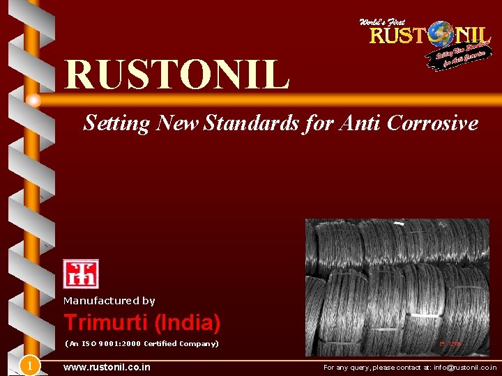RUSTONIL Setting New Standards for Anti Corrosive Manufactured