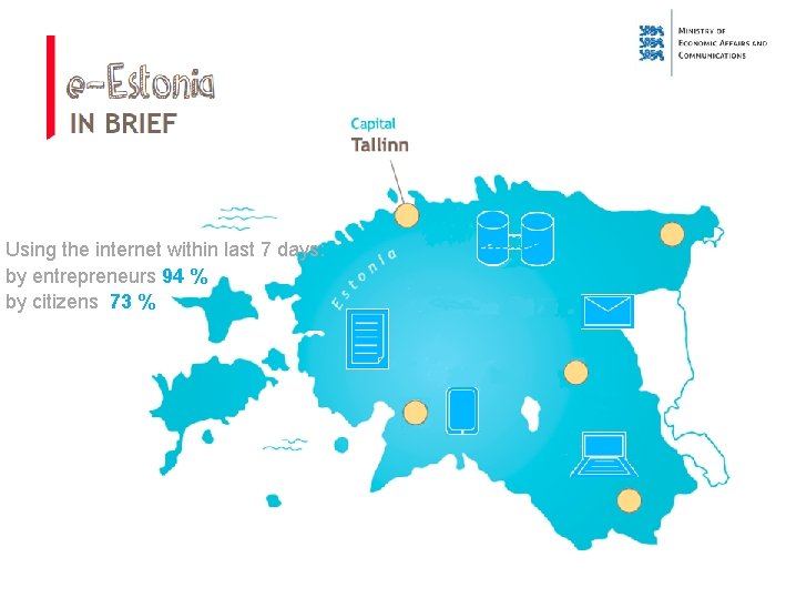 Using the internet within last 7 days: by entrepreneurs 94 % by citizens 73