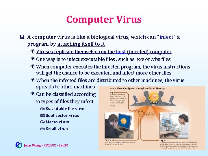 Computer Virus : A computer virus is like a biological virus, which can "infect"