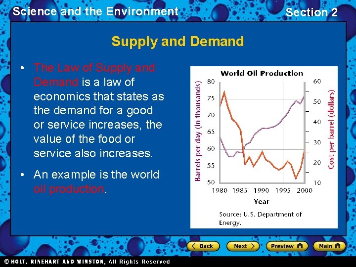Science and the Environment Supply and Demand • The Law of Supply and Demand