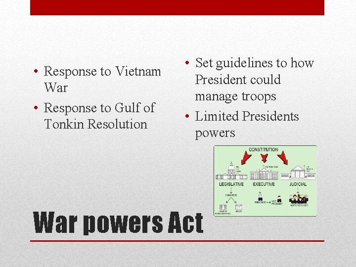  • Response to Vietnam War • Response to Gulf of Tonkin Resolution •