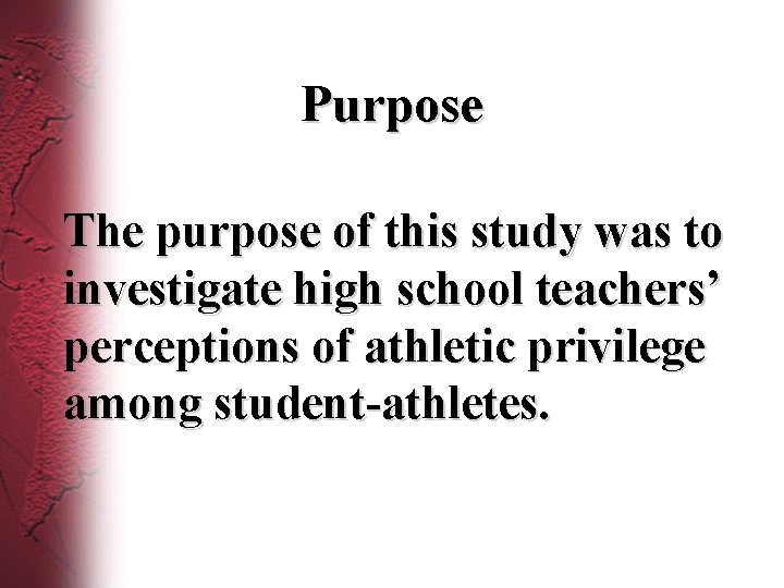 Purpose The purpose of this study was to investigate high school teachers’ perceptions of