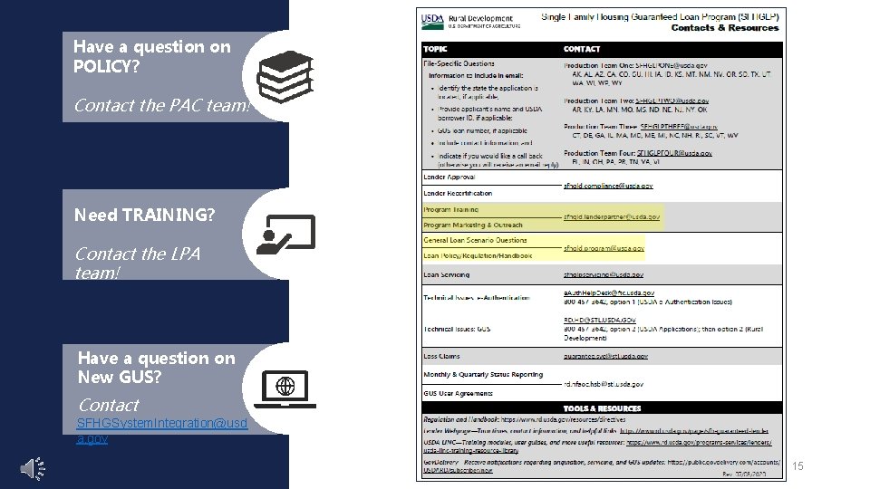 Have a question on POLICY? Contact the PAC team! Need TRAINING? Contact the LPA