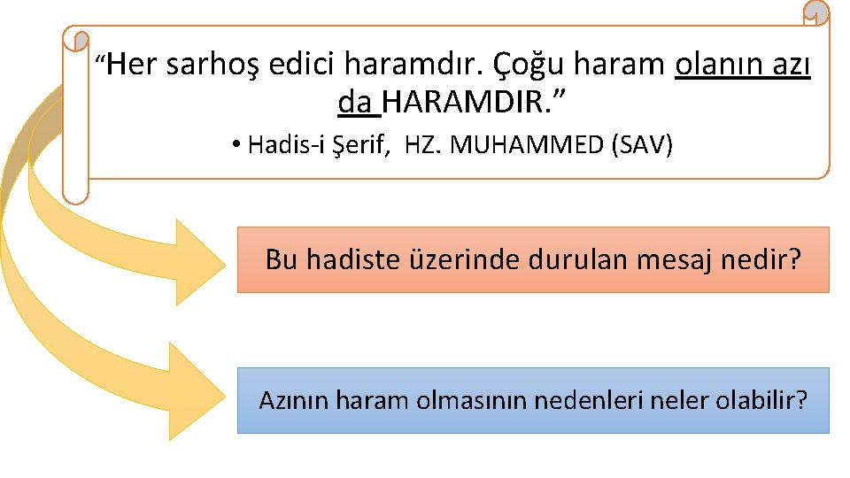 “Her sarhoş edici haramdır. Çoğu haram olanın azı da HARAMDIR. ” • Hadis-i Şerif,