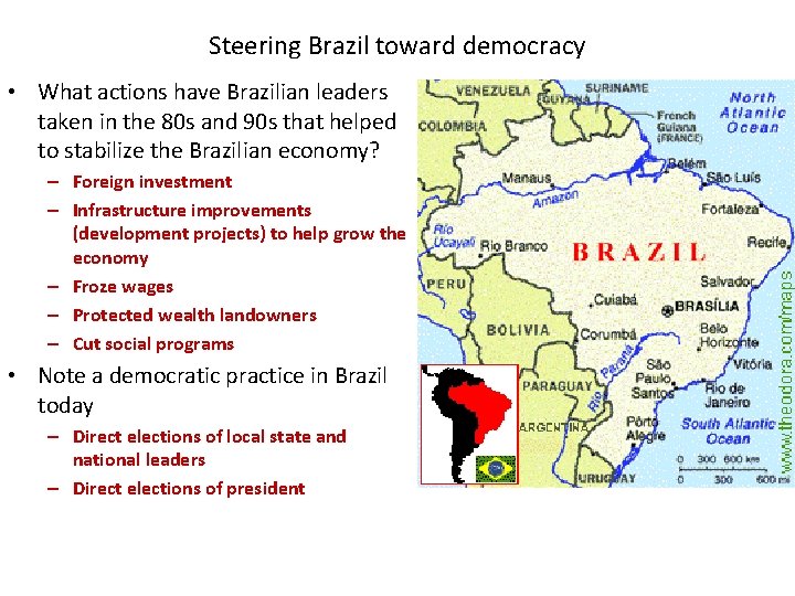 Steering Brazil toward democracy • What actions have Brazilian leaders taken in the 80