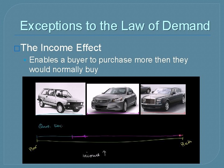 Exceptions to the Law of Demand �The Income Effect • Enables a buyer to