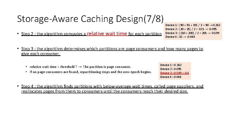 Storage-Aware Caching Design(7/8) • Step 2 : the algorithm computes a relative wait time