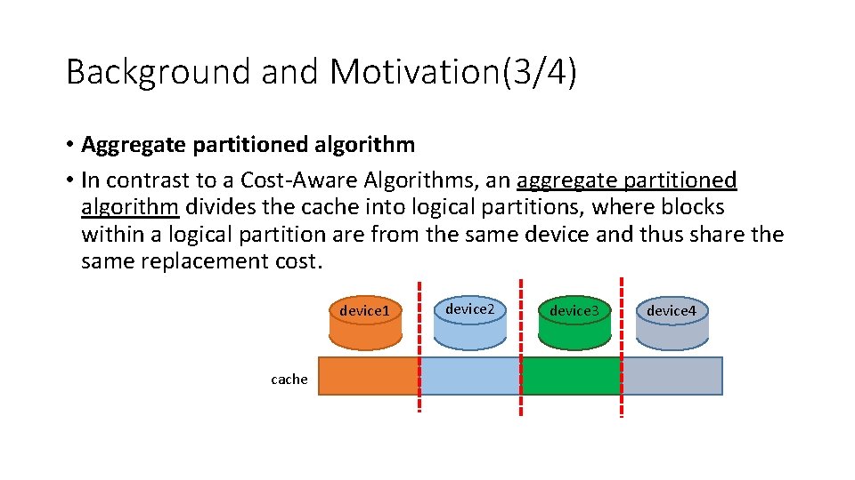 Background and Motivation(3/4) • Aggregate partitioned algorithm • In contrast to a Cost-Aware Algorithms,