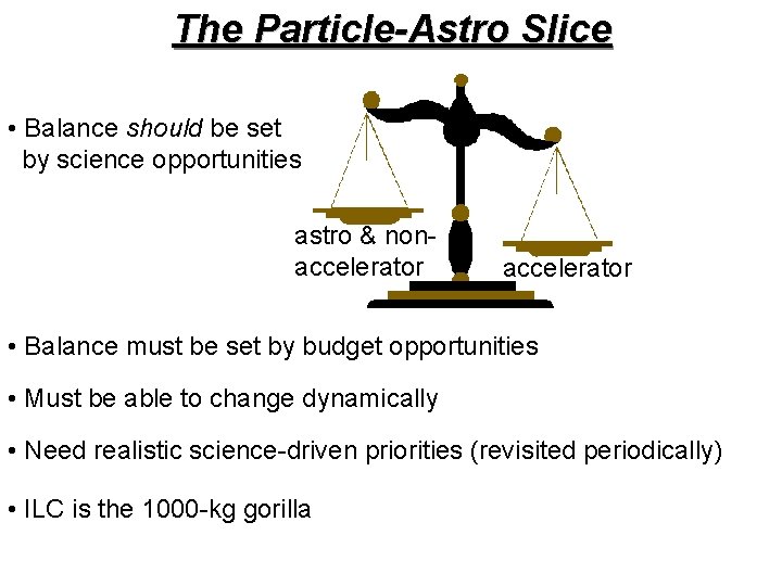 The Particle-Astro Slice • Balance should be set by science opportunities astro & nonaccelerator
