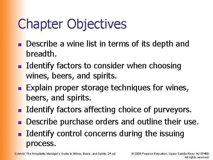 Chapter Objectives n n n Describe a wine list in terms of its depth