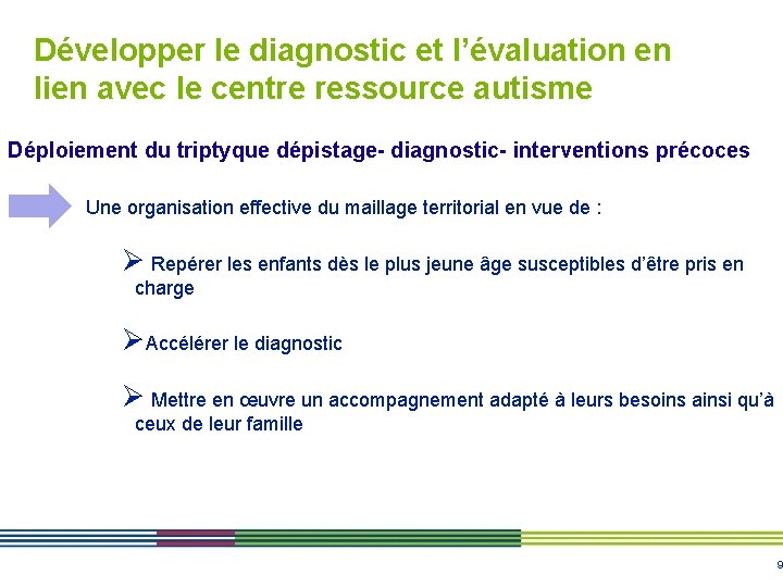 Développer le diagnostic et l’évaluation en lien avec le centre ressource autisme Déploiement du