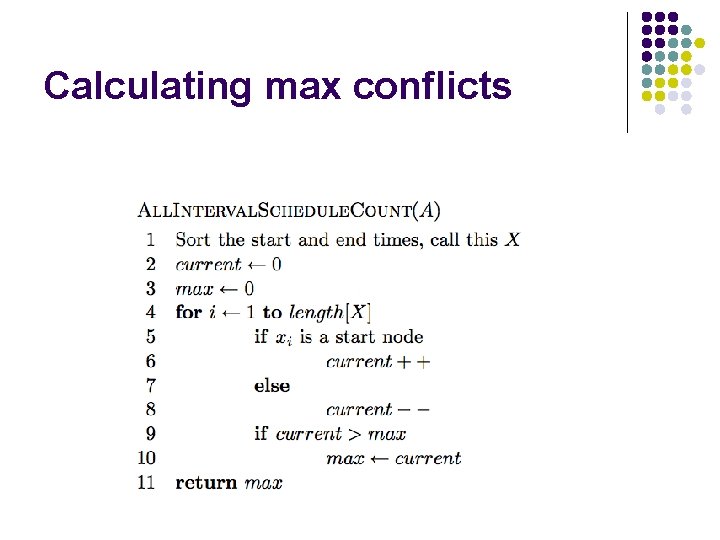 Calculating max conflicts 