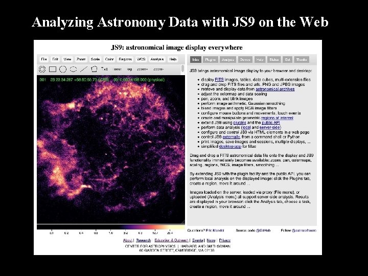 Analyzing Astronomy Data with JS 9 on the Web 