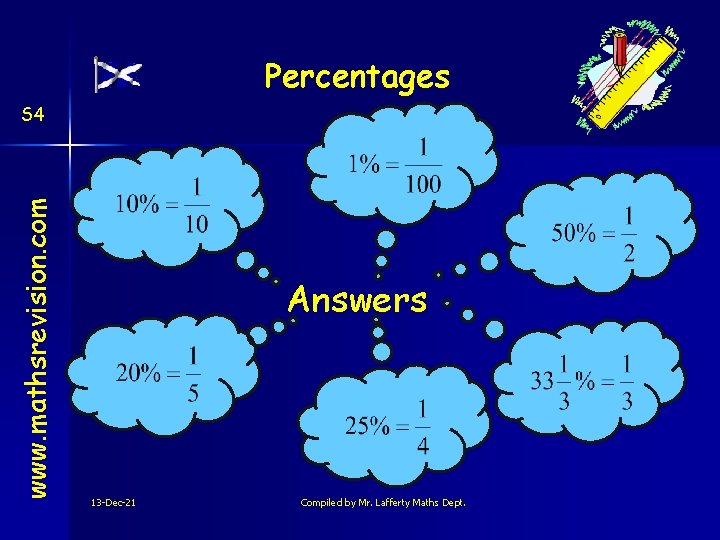 Percentages www. mathsrevision. com S 4 Answers 13 -Dec-21 Compiled by Mr. Lafferty Maths