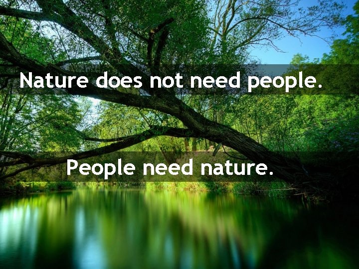 Nature does not need people. People need nature. 