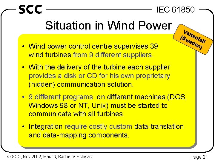 SCC IEC 61850 Situation in Wind Power • Wind power control centre supervises 39